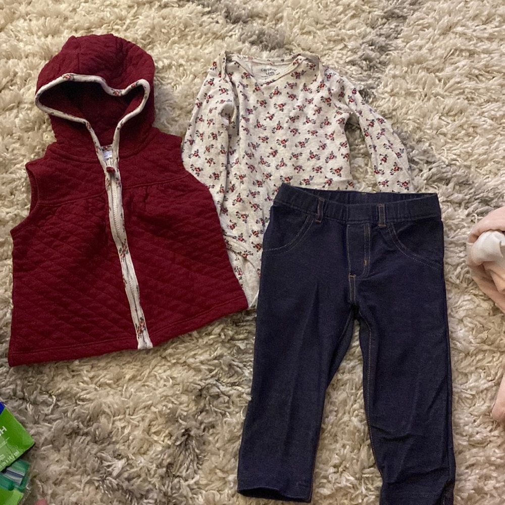 3 piece 12month little girl outfit with vest